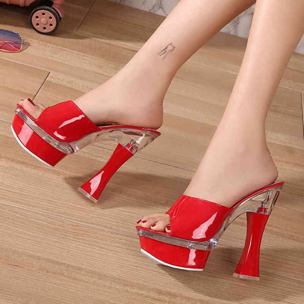 

sandals fish mouth toe platform ladies slippers outdoor large 34-43 high heel 14cm okp6 3ig5, Black