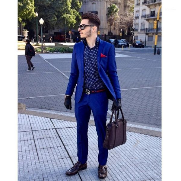 Мужские костюмы Blazers Прибытие Royal Blue Mounts Suit Prom Gook Groom Blazer Slim Fit Style Custom 2 шт. Смокинг (Куртка + штаны)