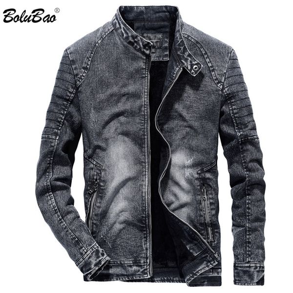 

bolubao men jackets coat male zipper pocket denim jacket overcoat men's street casual fashion jackets t200502, Black;brown