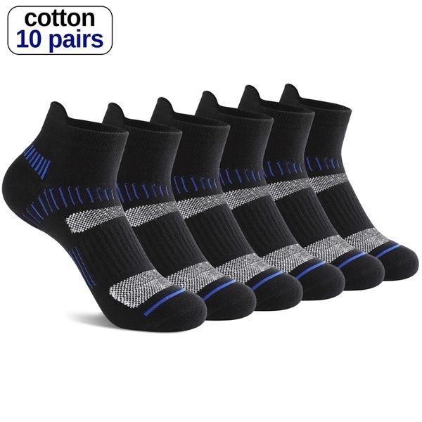 Erkek ayak bileği çoraplar10 çift yüksek kaliteli pamuk atletik yastık yastıklı nefes alabilen rahat spor çoraplar erkek kısa çoraplar boyutu 3848 220611
