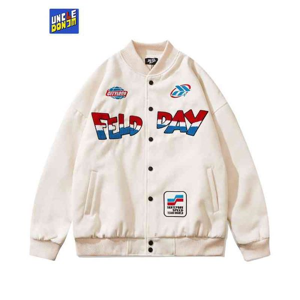 

jacket uncledonjm varsity leather embroidery motorcycle baseball men trendy hip hop couple fashion bomber t220728, Black;brown