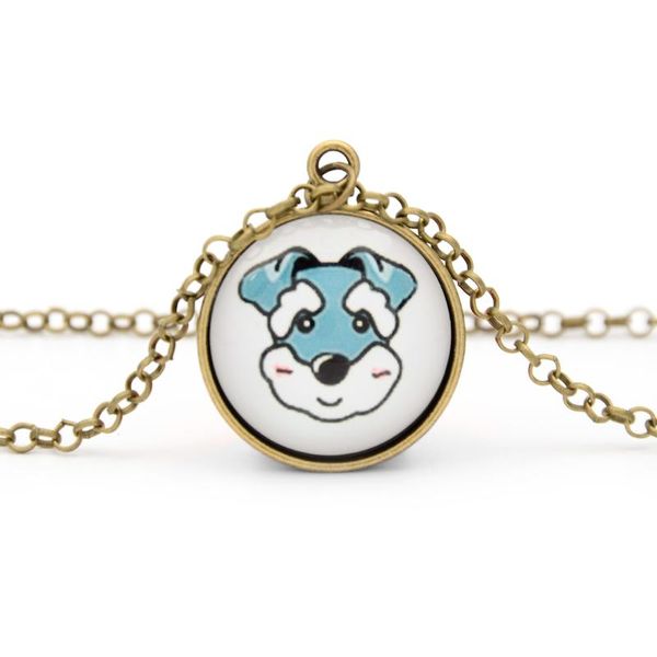 Anhänger Halsketten Schmuck Frauen Nette Schnauzer Siberian Husky Haustier Hunde Halskette Glas Charme DIY Anhänger Für Liebhaber Geschenke Freund Halskette