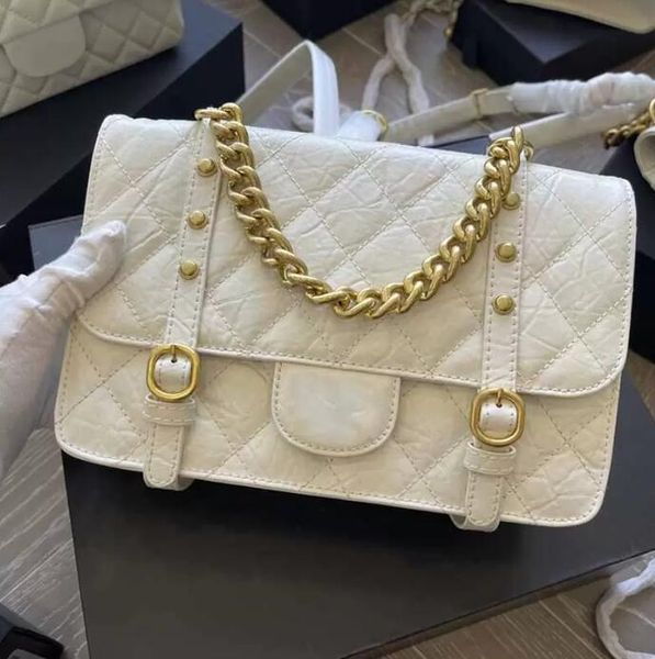 

sw 2022ss ladies fashion shoulder bags sheepskin lambskin white handbags tote bags chain gold-tone metal sequined decorate aged handle desig