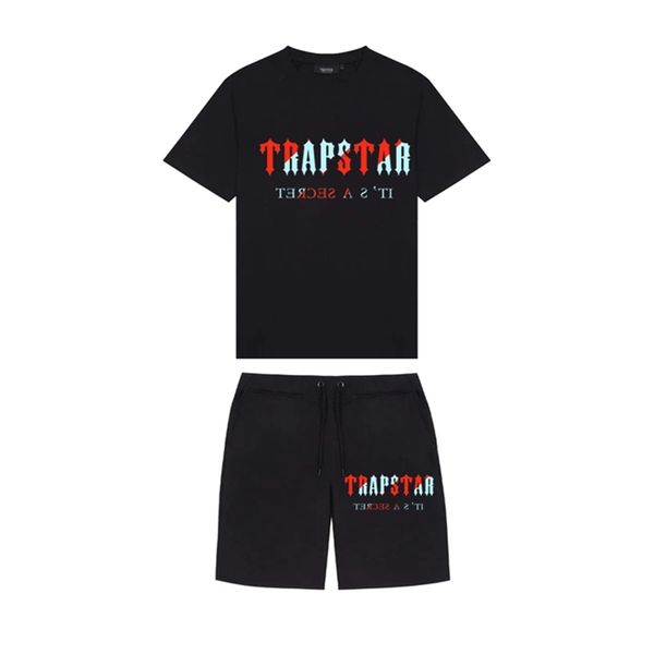 

brand trapstar men's clothing t-shirt tracksuit sets harajuku tee funny hip hop color t shirtbeach casual shorts set 220520, Gray