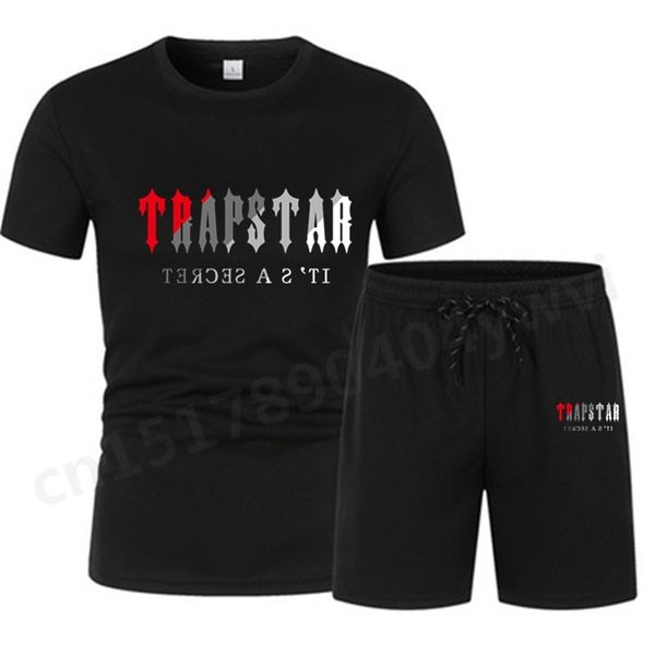 

summer men s short sleeve t shirt shorts set summer breathable trapstar running tracksuit sports suit 220705, Gray