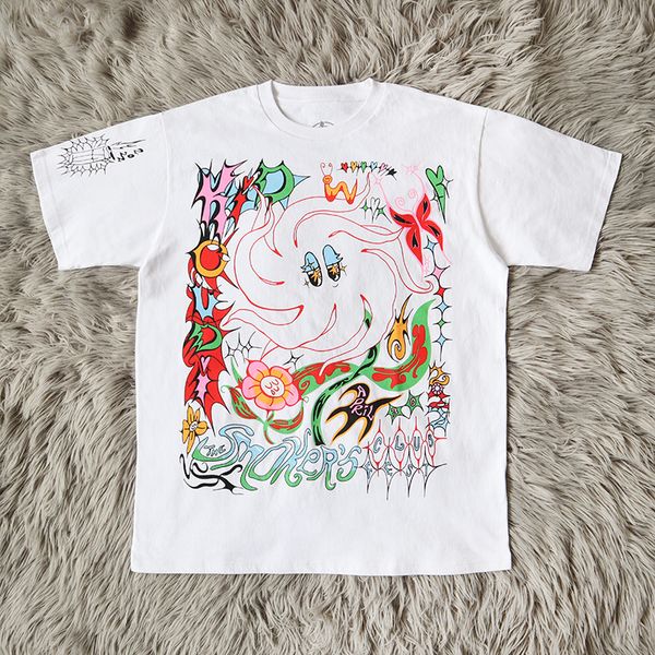 

t shirt graffiti printed men women tee oversize short sleeve real pics 22fw, White;black