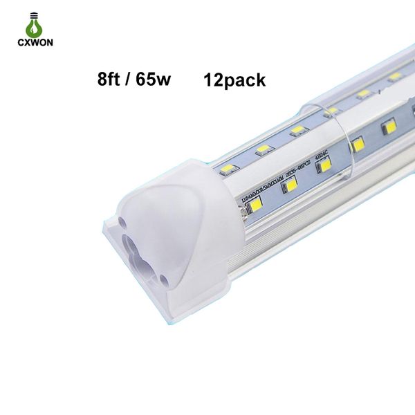 12pack 8ft T8 Tubos Luzes de LEDs leves Integrada de 6500k Formulário V 270 graus para Garage Warehouse Workshop Price Factory USA Marine Special Line