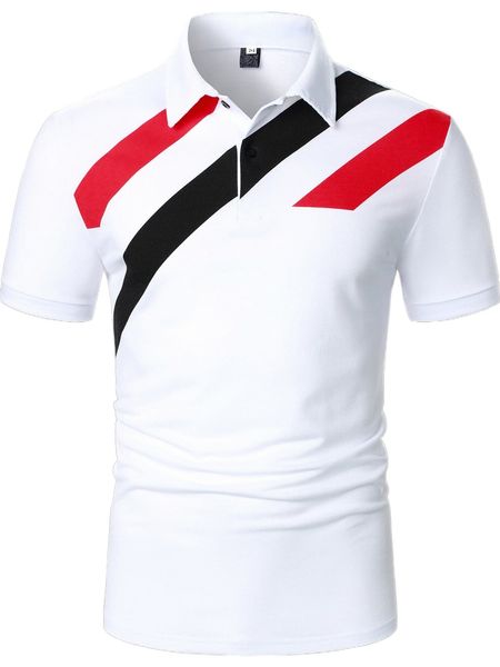 

men colorblock polo shirt n64j#, White;black
