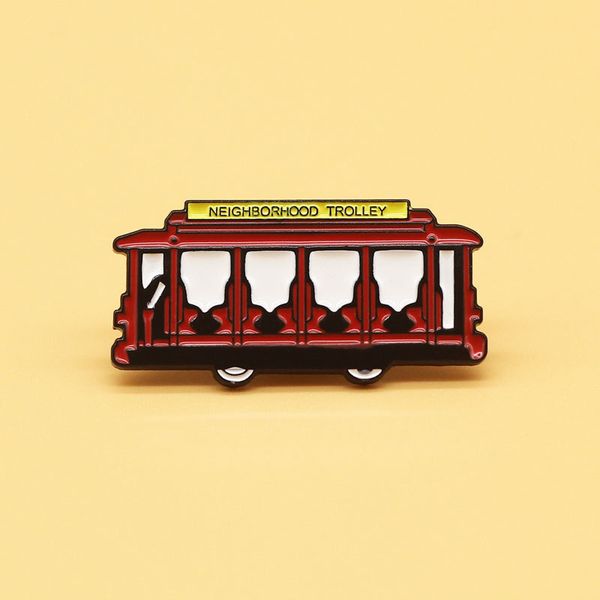 

trolley enamel pin retro bus brooch traffic transportation badge, Blue