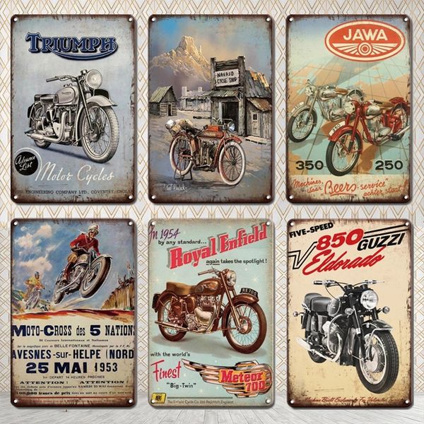 

metal painting motorcycle art poster metal plaque tin sign vintage man cave garage wall decorative plaques retro living room decor plates