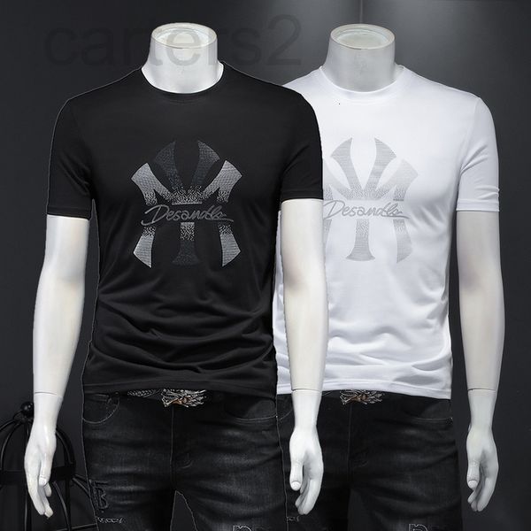

men's t-shirts designer 22 summer men's short sleeve t-shirt round neck slim fitting mercerized cotton drill youth leisure half bo, White;black
