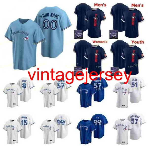 Homens Mulheres Juventude 2021 All-Star Game Baseball Jerseys 10 Marcus Semien 4 George Springer 48 Ross Striping 57 Trent Thornton Custom costurado