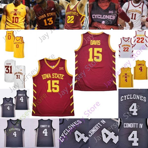 

iowa state cyclones basketball jersey ncaa college caleb grill jalen coleman-lands xavier foster tyler harris blake hinson blackwell dubar, Black;red