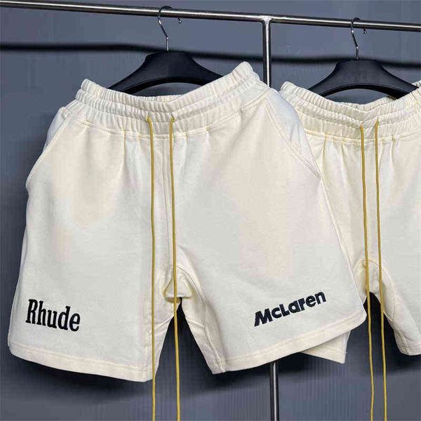 

rhude letter embroidered polo shorts set s-xl, White;black