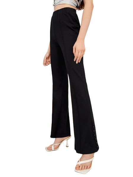 

x natalia dedios seam detail button side flare leg pants g5j0#, Black;white