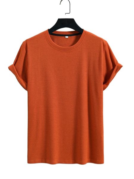 

men ribbed knit round neck tee z60j#, White;black