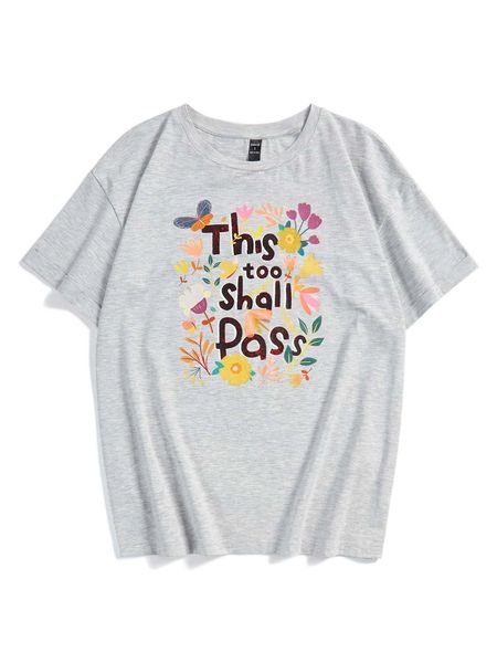 

x wenli slogan & floral print tee l3kq#, White