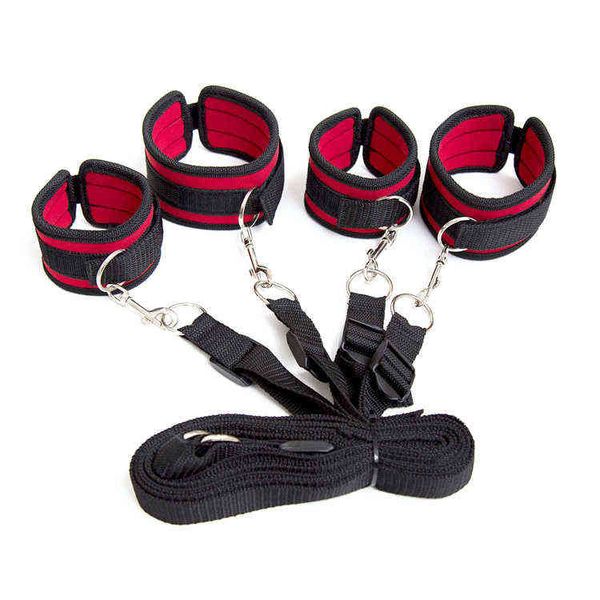 Nxy SM Bondage SM Articoli per adulti Letto BDSM Restraint Fetish Manette Cinghie Biancheria da letto di vendita calda Polsini alla caviglia Giocattoli sessuali 220426