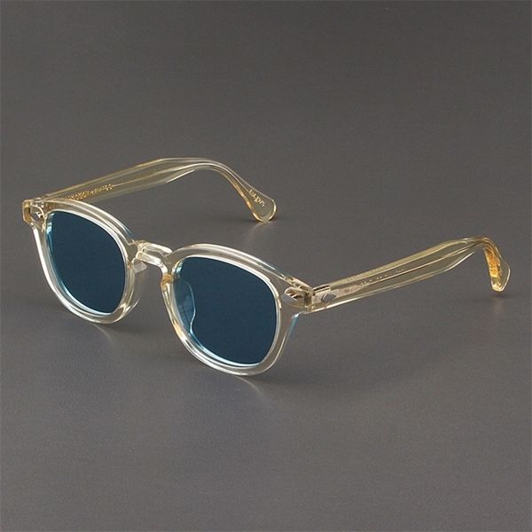

johnny depp sunglasses man lemtosh polarized sun glasses woman brand vintage yellow acetate frame night vision goggles 220617, White;black