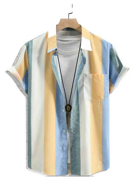 

men colorblock patched pocket shirt without tee 17qp#, White;black