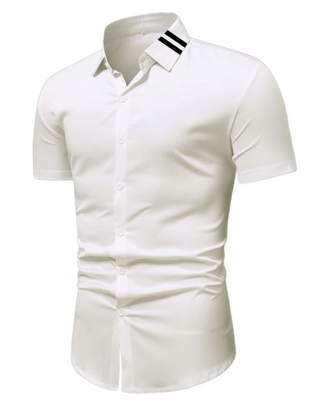 

men contrast striped high low hem shirt c7qx#, White;black