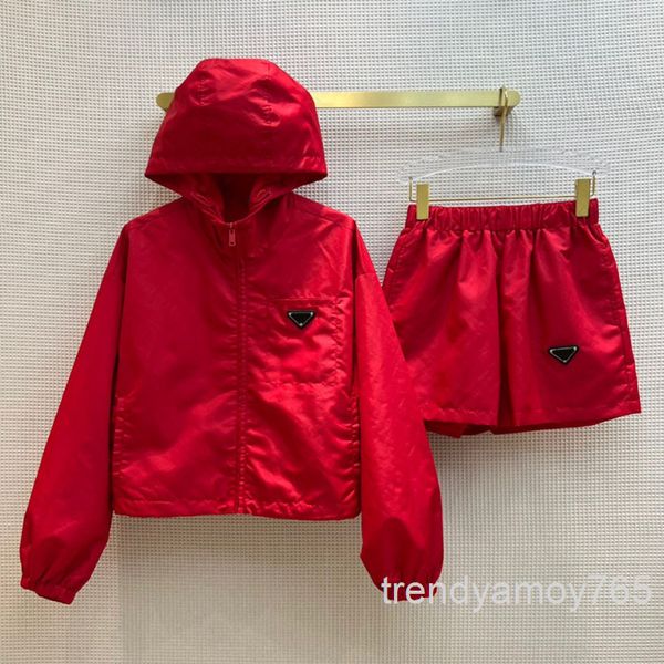 

women's tracksuits leisure sports suit hooded windbreaker coat + elastic shorts nylon two-piece set spring and summer high end, Gray