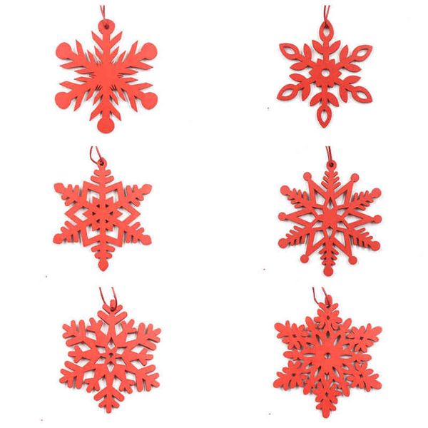 

factory outlet 6 pack red and white wooden christmas snowflake pendant christmas tree decoration crafts listing