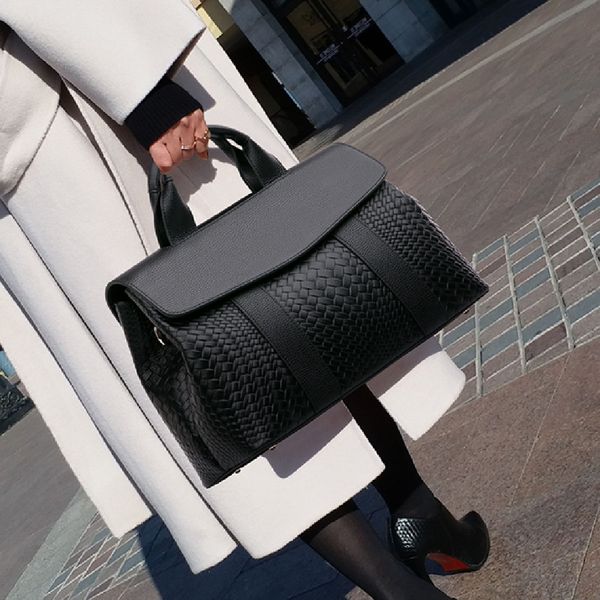 

womens handbag new vintage embossed texture large capacity single shoulder crossbody bag simple woven casual ladies boston bag