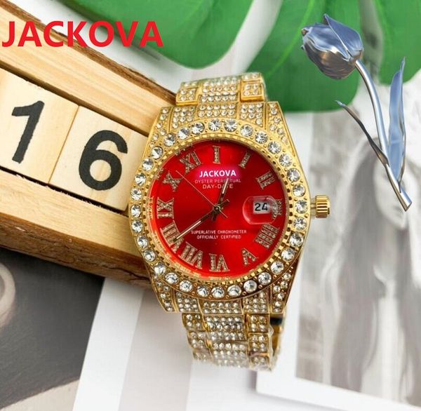 Relogio Top Marka Lüks İzle Erkek Kadın Takvim Rhinestone Elmaslar Yüksek Kaliteli Kuvars Elbise Gül Altın Saat Reloj Mujer