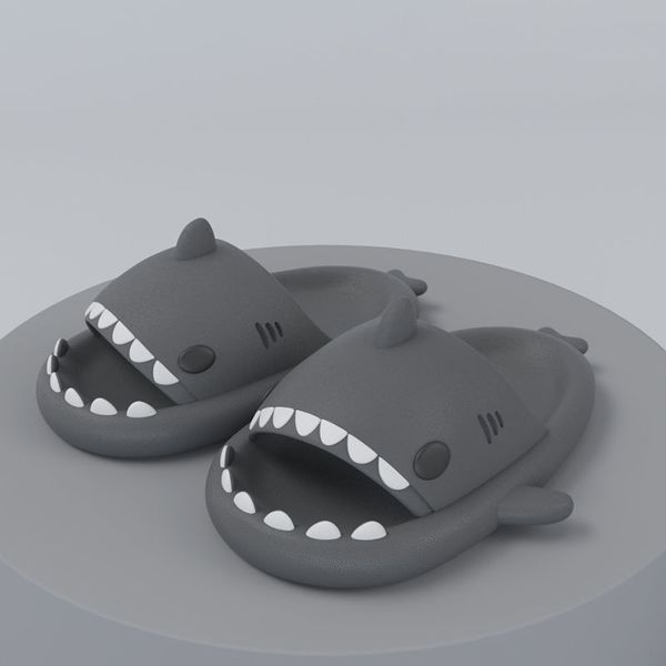 

child cute shark house of sunny kawaii slipper for boy girl home shoes summer men women flip flops outdoor beach casual footwear, Black