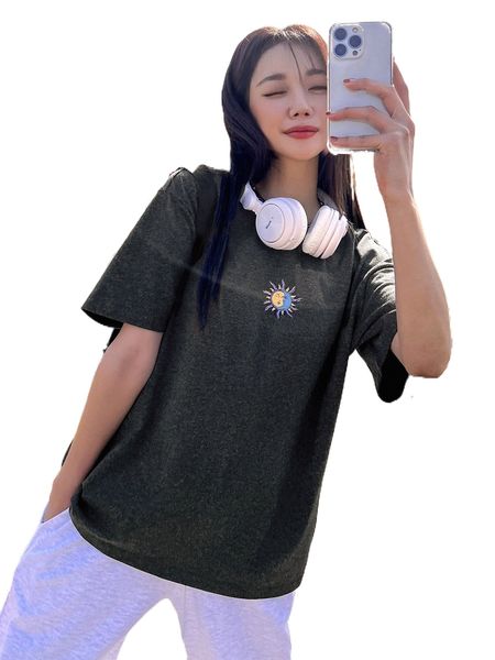 

dazy sun & figure graphic drop shoulder tee b75i#, White