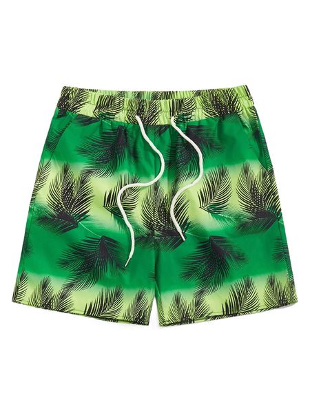 

romwe guys color-block tropical print shorts a3ml#, White;black