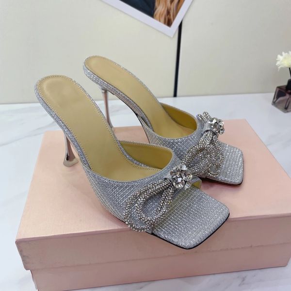 

luxury bling genuine leather slippers super high heels crystal butterfly knot designer shoes summer zapatillas mujer women shoes, Black