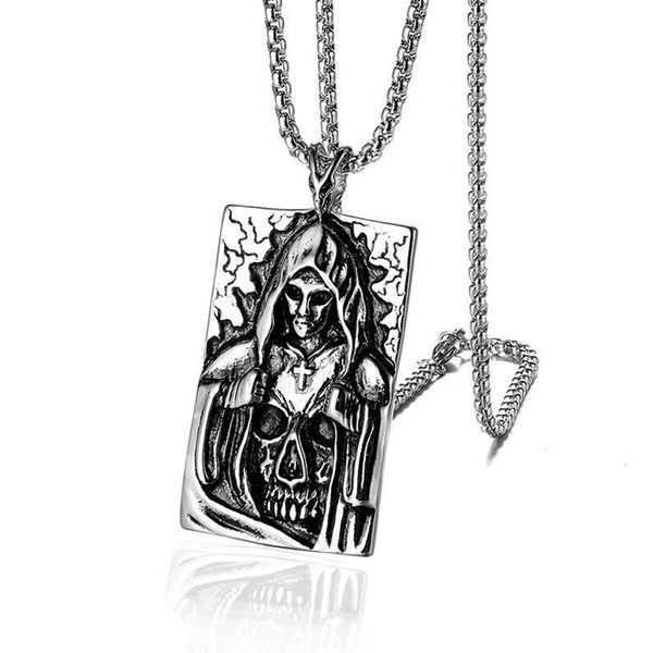 

10pcs retro skull cross pendant necklace cool guy hip hop rock party sweater chain jewelry wholesale, Silver