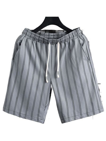 

men striped print drawstring waist shorts p2xn#, White;black