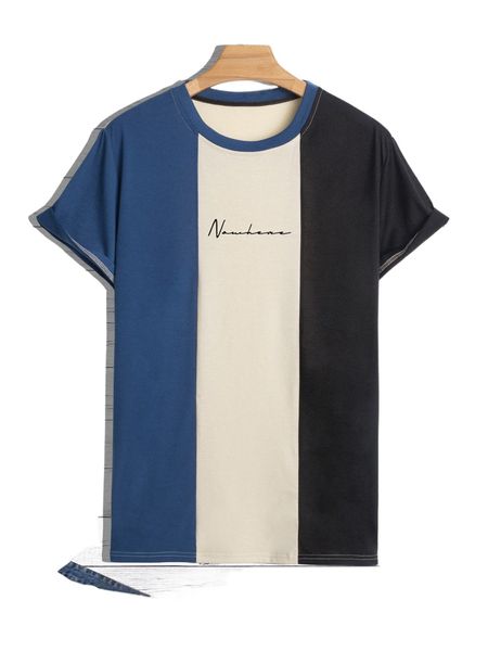 

men letter graphic cut and sew tee y6ua#, White;black