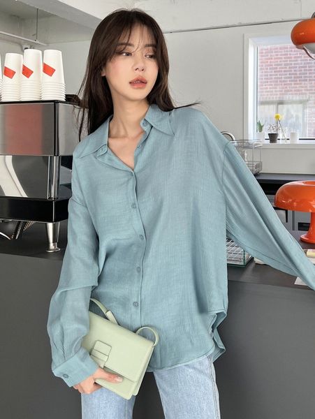 

dazy button through drop shoulder textured blouse n799#, White