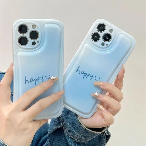 Tasarımcılar Telefon Vaka Sky Mavi Moda Gülümseyen Yüz İPhone Case 13 Pro Max 12 Case 11xr Case Güzel A