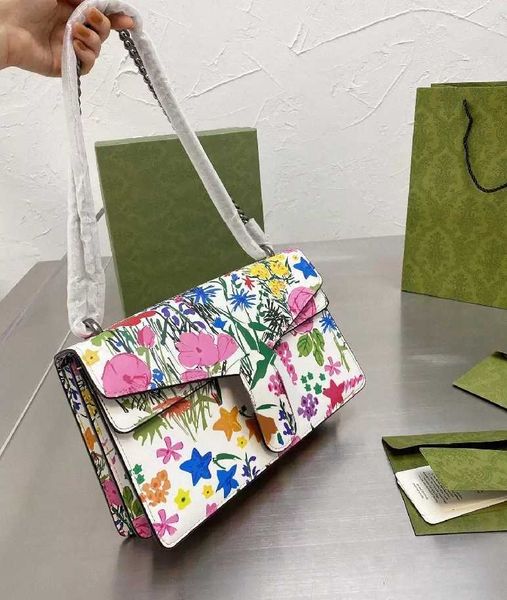 

diagonal shoulder bag fashion designer with colorful printing handbags double g ladies temperament chain bags wf2104231 12nv#