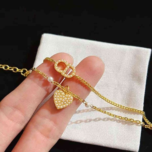 

design jewel chain bracelets love pearl double layer bracelet simple trend versatile girlfriends bracelet jewelry, Black
