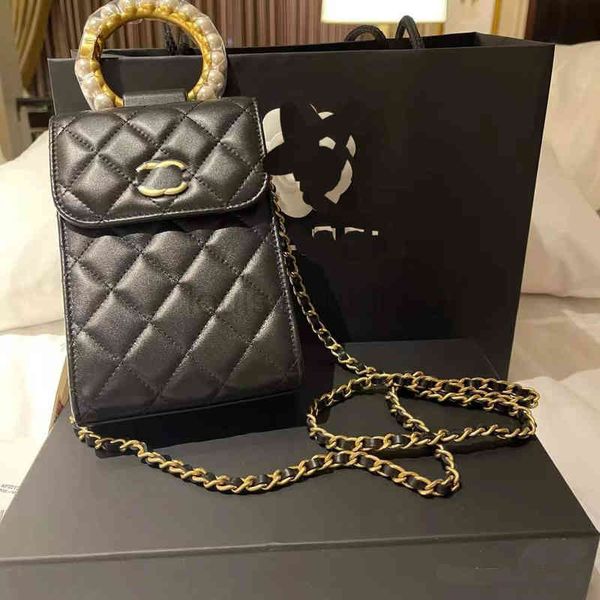 

designer channel bag handbag man woman fashion design pearl handle hand mobile phone female light luxury single messenger shoulder diagonal