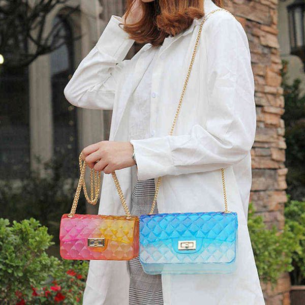 

fashion transparent handbag lady pvc jelly beach bag candy color crossbody for women 2019 mini shoulder bag female luxury clutch g220421