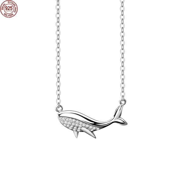 

new whale born with your necklace women's s 925 sterling silver versatile light luxury design sense collarbone chain micro inlaid ins