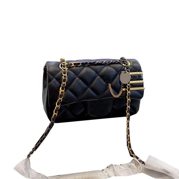 

2022ss two-tone aged silver gold turn lock bags classic mini flap vintage badge hairpin stud lucky charms luxury designer crossbody cosmtic