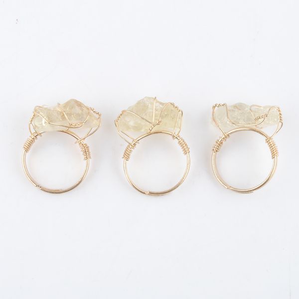 

with side stones finger rings natural citrine stone women irregular wire wrap healing gold-color resizable ring jewelry dx3097, Silver