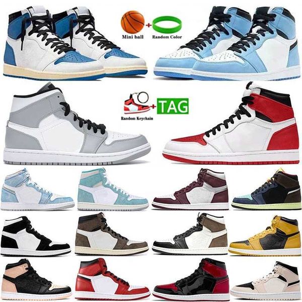 

space jam university blue 1 high og men basketball shoes 1s bordeaux dark mocha bred shadow unc twist seafoam men women sneakers trainers, Black