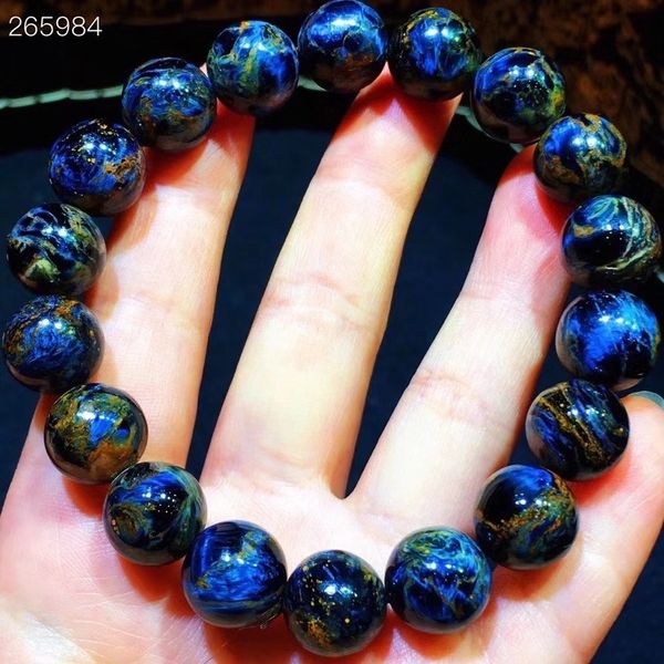 

genuine natural blue pietersite gemstone bracelet stretch round beads 12.3mm from namibia cat eye fashion stone aaaaaa, Silver