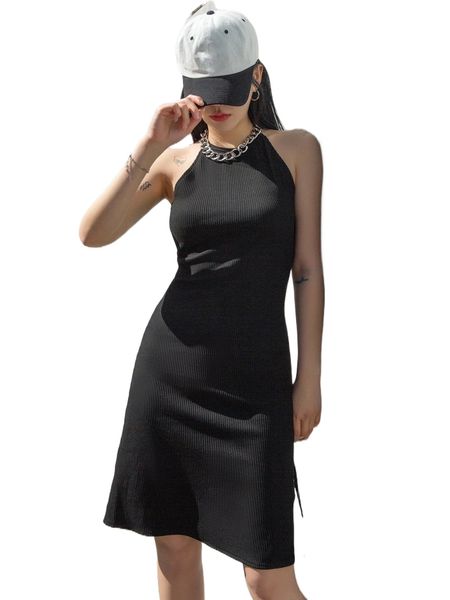 

dazy solid rib knit dress x8xw#, Black;gray