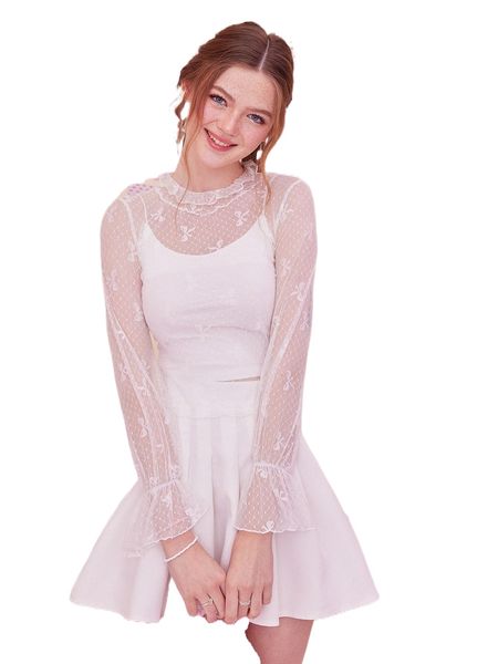 

kawaii bow lace without cami 23my#, White