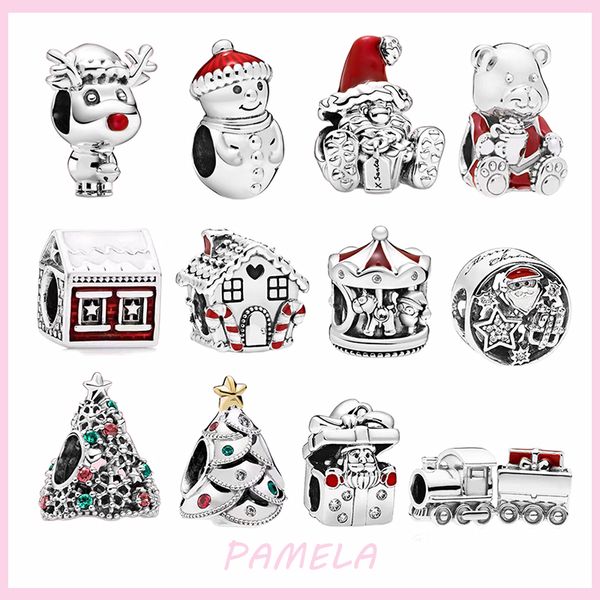 

925 silver christmas house charms day beads diy for pandora bracelet holiday jewelry, Black
